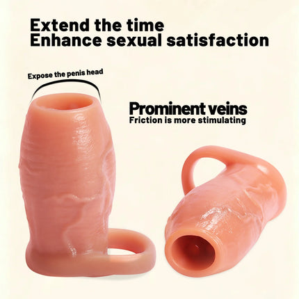Dick Sleeve Enlargement Lock Sperm Penis Ring Adult Men Sex Toy Enlarged and Thicken Cock Sleeve Soft Silicone Male 18+ Sexy Toy