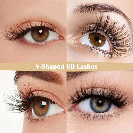 DeceMars V-shaped 6D eyelash extensions Matte Black 12 Rows/Tray for Makeup