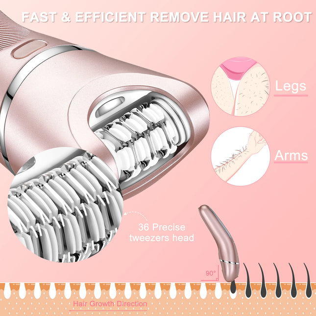 HATTEKER Women's Multi-Function Electric Hair Remover Home Use Three-in-One Waxing Tool Washable Full Body Intimate Trimmer Razor