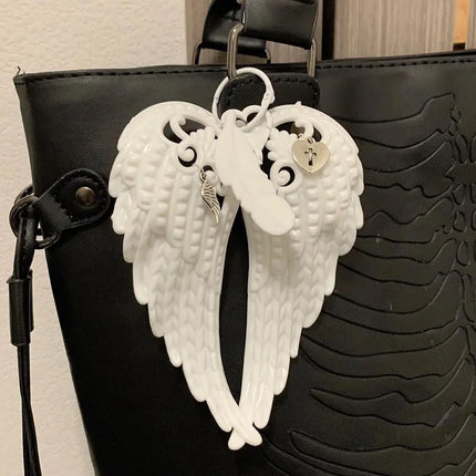 Wings Shape Carabiner Acrylic Keychain Y2K Punk  Angel Wings Bag Pendant Heart Cross White DIY Keychain Bag Hanging Decor