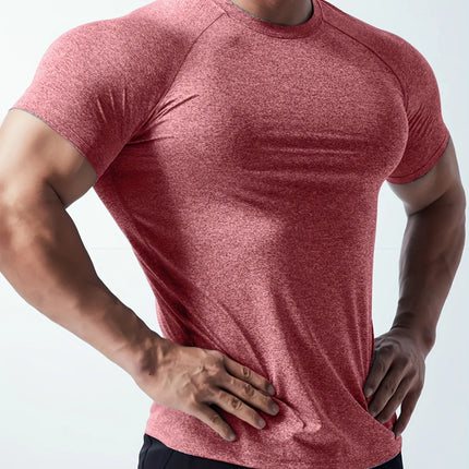 Man T Shirt Men Fitness T-shirt Exercise Short-Sleeved Men's Running Tees Gym Training Stretch Tops Summer Sports Tshirt