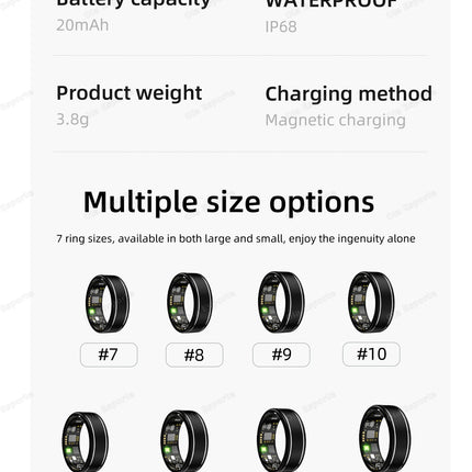 New Smart Ring 2026 Heart Rate Blood Pressure Sleep Monitoring Motion Tracking IP68 Waterproof Men Women Smart Ring Holiday Gift
