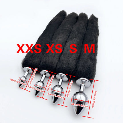 Metal Anal Plug with Faux Fox Tail,Cosplay Role Play Butt Plug,Adult Sex Toys for Men Women Couple,Anal Training Adult Products