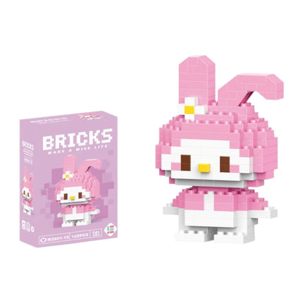 99 style SANRIO Hello Kitty Building Blocks Cartoon Figures Kuromi Bricks My Melody Children's Assembly Toys Cinnamoroll Gift