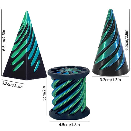 2/3/5/7pc Set 3D Printed Spiral Cone Prelearning 3D Printed Toy Spiral Pyramid Fidget Toy Stress Relief Christmas Gifts Ornament