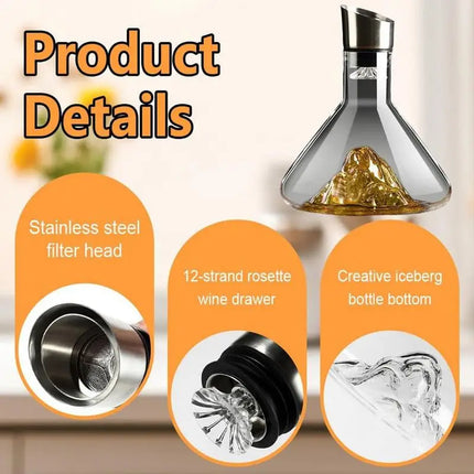 1500ML Iceberg Whisky Wine Decanter Handmade Lead-free Crystal Wine Pourer Carafe Thickened Wine Dispenser Pot Bar Accessories
