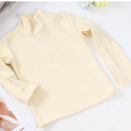 New 2025 Autumn Winter Boys Girls Kids Fashion Solid T-Shirt Tops Children O-Neck Long Sleeve Warm Casual T-Shirts