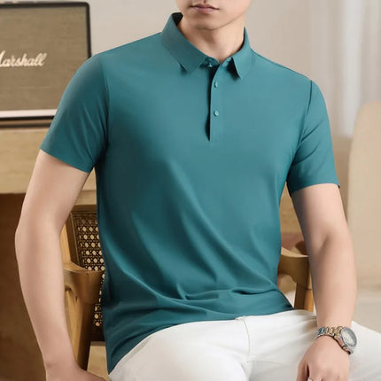Ice Silk Polo Shirt – Quick-Dry, Breathable & Lightweight, Seamless Knit Design, Business Casual Short Sleeve Top Golf