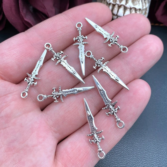 20pcs 29*9mm Wholesale Metal Alloy Mini Sword Charms Weapon Pendant for Jewelry Making DIY Handmade Craft Pendant Accessories