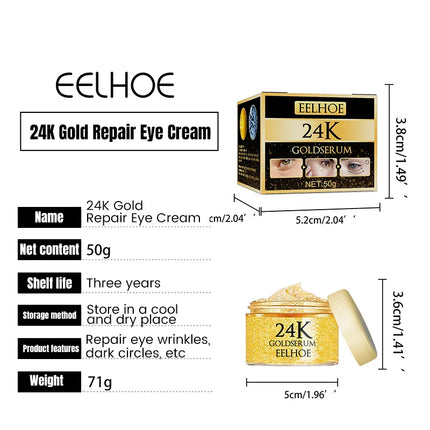 24K Gold Face Serum Fade Dark Circles Fine Line Anti Aging Cream Smoothing Nourishes Firming Lifting Brighten Skin Care Essence