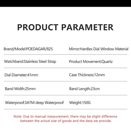 POEDAGAR Fashion Brand Male Wristwatch Waterproof Luminous Stainless Steel Men Clock Date Week Casual Quartz Men's Watches Reloj