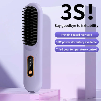 USB charging straight hair comb portable straightener 3-speed temperature control 60-minute standby time 20CM size