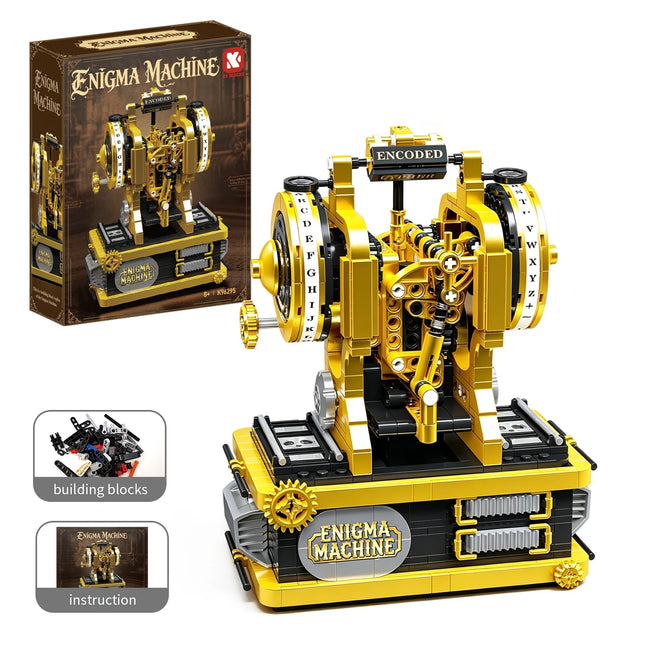 ENIGMA MACHINE Mechanical Cipher Decoder Model Kit Retro Typewriter Building Blocks Steam Punk Educational Toy Bricks for Kids G