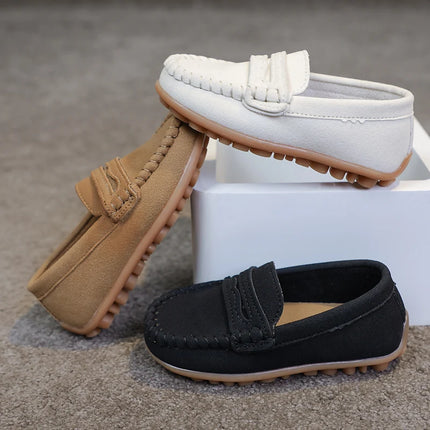 Boys Moccasins Shoes Fashion Solid Color Kids School Causal Shoes Breathable Non-slip Children Slip-on Flats Loafers Size 21-30