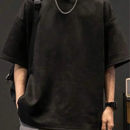 Suede T-shirt Fashion Hip Hop Streetwear Anti-wrinkle Short Sleeve Suede T Shirt Men Women Loose Harajuku Summer Casual Tee Top