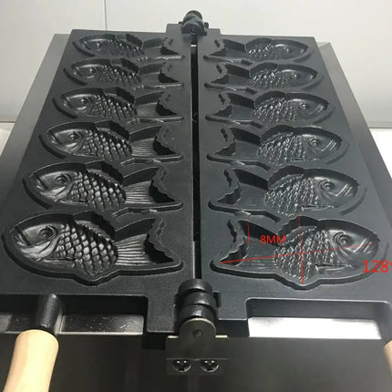 6-Pcs Electric Big Fish Waffle Maker | Taiyaki Machine with Fast Shipment | Non-Stick Regular Model for  Commercial Use