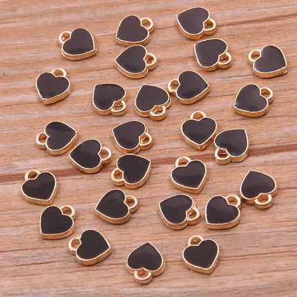 50PCS 6*8mm 10 Color Alloy Metal Drop Oil Small Heart Charms KC Gold Pendant For DIY Bracelet Necklace Jewelry Making