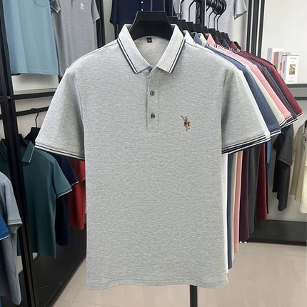 100% pure cotton luxury custom T-shirt, new summer men's short-sleeve business casual polo shirt, exquisite brand embroidered top