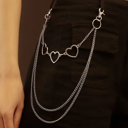 Punk Metal Cross Star Layered Chain Keychain For Women Men Waist Key Chain Wallet Jeans Hip-hop Pants Harajuku Belt Jewelry Gift