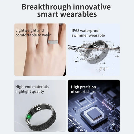 Simple Smart Ring Heart Rate Blood Oxygen Sleep Health Monitor Sport Ring IP68 Waterproof Pedometer Remote Gesture Control Photo
