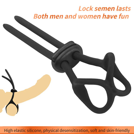 Cock Ring with Ball Stretcher for Men – Adjustable Silicone Penis Lock Ring for Delay Ejaculation, Reusable Erection  Adult Toy