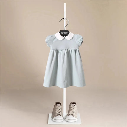 Kids Boy T-Shirts Polo Shirt Summer Girls Dress  Blue Short Sleeve Children Baby Tops High Quality Cotton Clothes Preppy Style