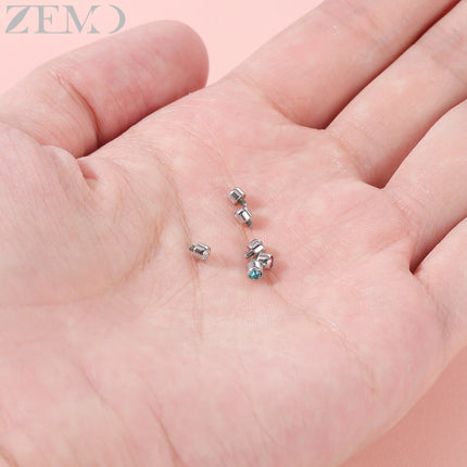 ZEMO 1 Piece 16G Stainless Steel Dermal Anchor Top 3MM/4MM Colorful CZ Crystal Micro Skin Diver Piercings Surface Body Piercing