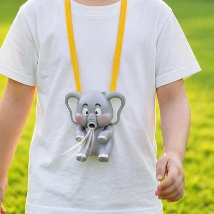 Cute Dinosaur Elephant Shaped USB Mini Fan Adjustable Speed Strong Airflow Hanging Cooling Fan With Food Clip Tableware Holder