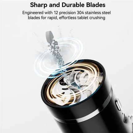 【TODAY ONLY】Portable Cordless Electric Pill Crusher-Fine Powder Grinding Function-Easy To Carry For Travel Crush