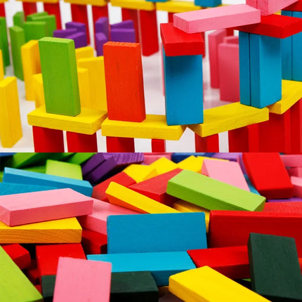 New Kids 120/240pcs Children Color Sort Rainbow Wood Domino Blocks Kits Early Bright Dominoes Games Educational Toys Gift