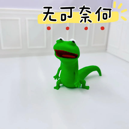 Cute Green Lizard 3D Printed Figure, Anime-Style Animal Ornament, Desktop Decor kids gift & Collectible Model for Reptile Lovers