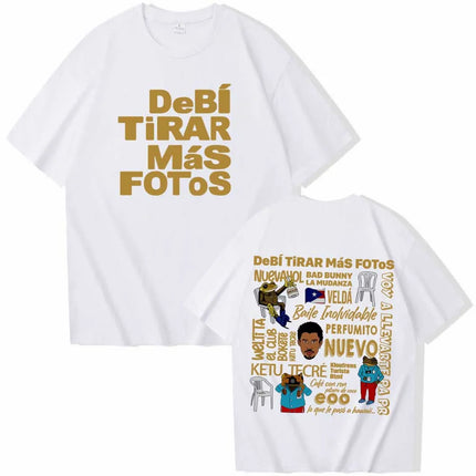 Debi Tirar Mas Fotos World Tour 2026 Bad Bunny Graphic T-Shirts Men Women Loose Casual Cotton Tees Street Hip Hop Oversized Tops