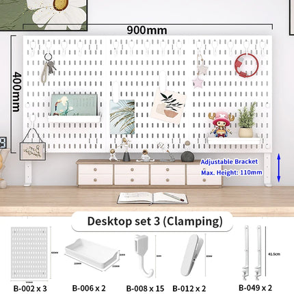 Home & Office Desktop Pegboard: Height-Adjustable Standing Storage Rack for Supplies, Also for Decorative Figurine Display