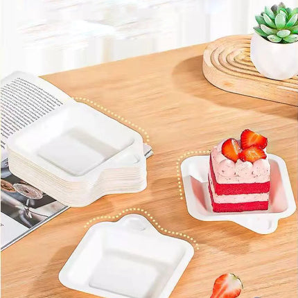 Environmentally Friendly Disposable Picnic Birthday Party Paper Plates Cake Tableware Fruit Plate Small Bowl Tray Set 50Pcs