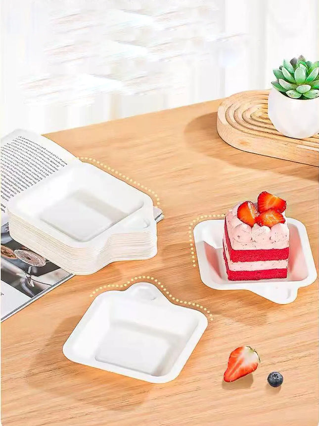 Environmentally Friendly Disposable Picnic Birthday Party Paper Plates Cake Tableware Fruit Plate Small Bowl Tray Set 50Pcs