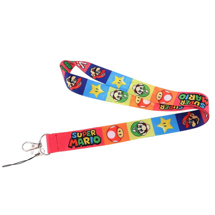 Cartoon Mario Cartoon PVC Card Cover Student Campus Hanging Neck Bag Card Holder Lanyard ID Card Holders key chain