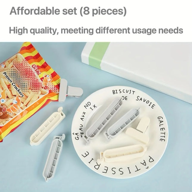 8Pcs/lot Food Bag Clips Portable Food Snack Storage Seal Sealing Bag Clips Sealer Clamp Kitchen Accessories Food Close Clip