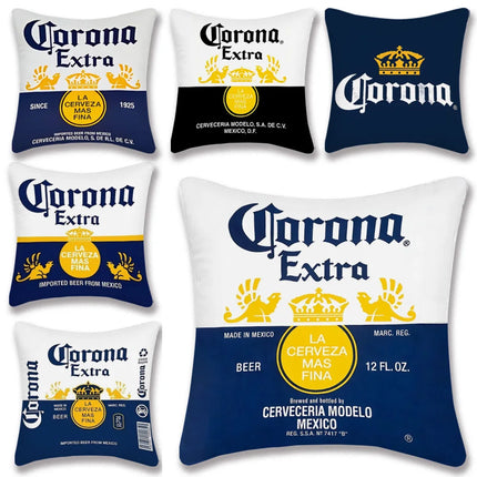 Hot Beer Pillow Covers Cartoon Sofa Decorative Home Double-sided Printing Short Plush Cute Cushion C-Corona E-Extra Cover