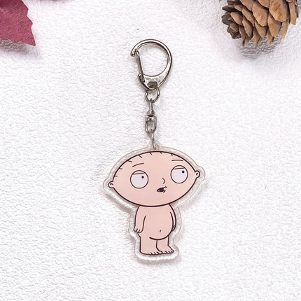1/23Pcs Disney Family Guy Car Keychain Accessories Acrylic Cute Charms Pendant For Bag Funny Key Holder Backpack Decoration Gift