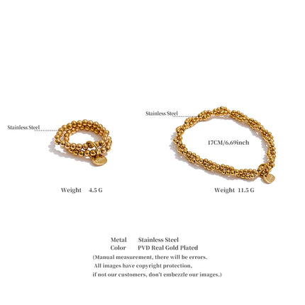 Yhpup Handmade Beads Jewelry Stainless Steel Elasticity Bracelet Bangle Ring Waterproof Fashion Summer Popular Jewelry Wholesale