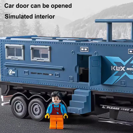 Large Alloy Travel Sound and Light RV Model Simulation Sound and Light Truck Toy Off-road Container Truck Toy Children's Gift ﻿