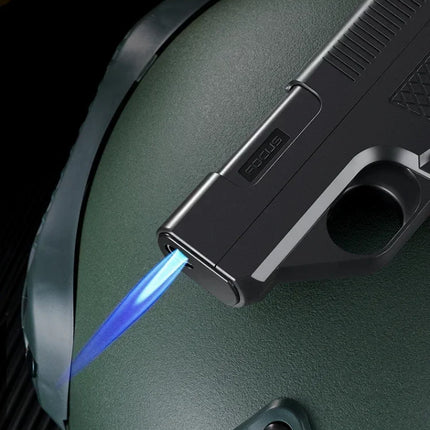 Pistol Style Lighters with 3 Cigarette Case Jet Turb Lighter Gas Lighter Capacity 10PCS Windproof Cigar Lighter Gadgets for Men