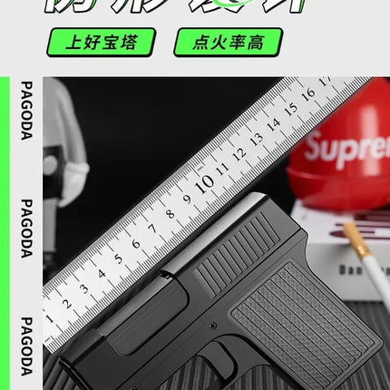 Capacity 10PCS Pistol Style Lighters with 3 Cigarette Case Jet Blue Flame Gas Lighter Windproof Cigar Lighter Gadgets for Men
