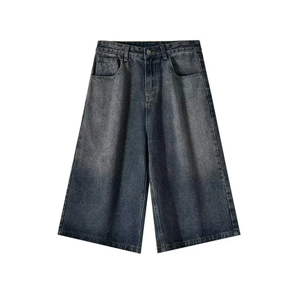 Wide-leg Seven-point Denim Shorts Men's 2025 Summer New High-end Fashion Brand Straight Casual Pants Man Jeans Y2k Clothes Baggy