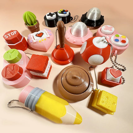 Calming Keychain Keys Finger Button Anti-stress Toys Pencil Game Controller UFO Funny Decompression Gifts for Children Adults