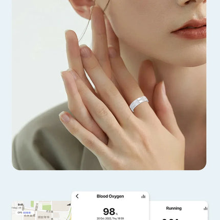 Smart Diamond Fitness Ring for Women Heart Rate & Sleep Monitor IP68 Waterproof Pedometer Health Tracker Fashionable Accessory