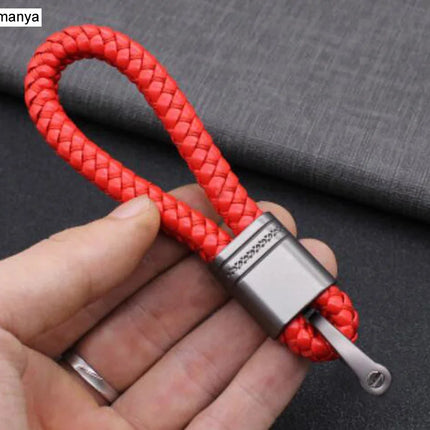 New Hand-Woven Leather Car Key Ring Men Women Rope Key Chain Waist Keychains Charm Metal Key Holder Gift Jewelry