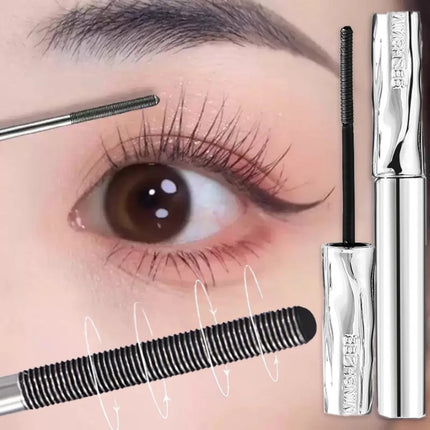 Steel Tube Mascara-Special Spiral Brush,Waterproof LongLasting Silk Fiber Mascara,keep Each Eyelash Curled for aLong Time Makeup