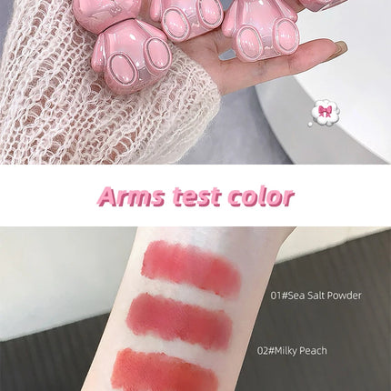 Gege Bear Pink Rabbit Velvet Matte Lip Cream Black Rabbit Water light lip glaze matte mirror pendant lipstick lip gloss