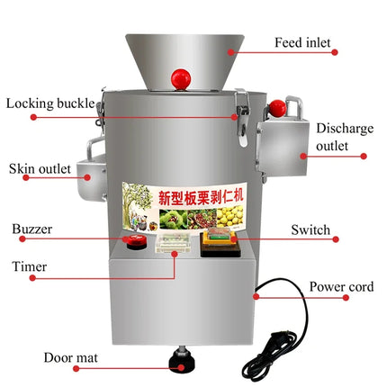 PBOBP 550w Commercial Automatic Chestnut Peeling Machine 10 Blade Household Chestnut Peeler 220V Chestnuts Sheller